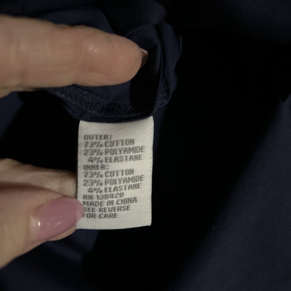 Per se By Carlisle Designer Luxurious Navy Sleeveless Shirt 14 Mandarin Collar - Picture 8 of 10